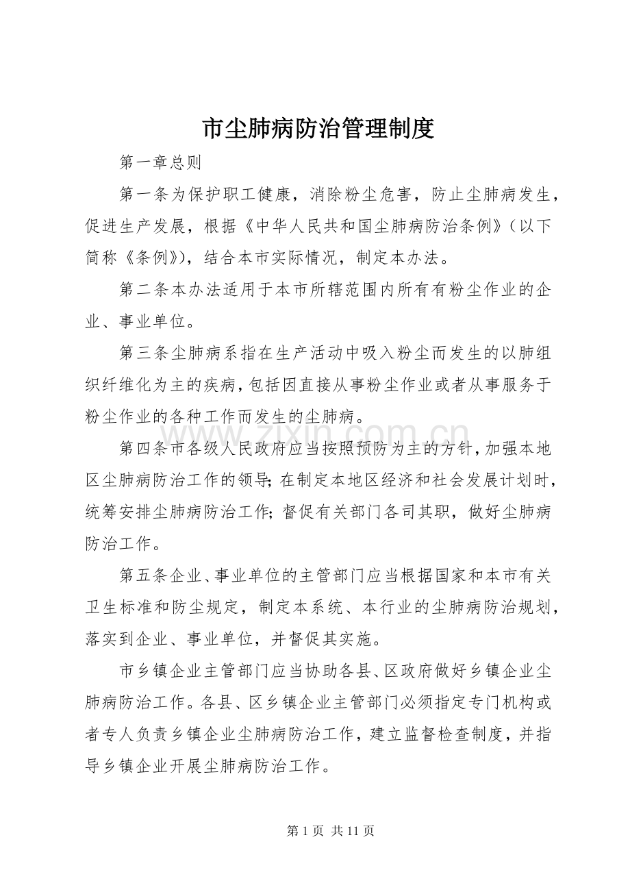 市尘肺病防治管理规章制度.docx_第1页