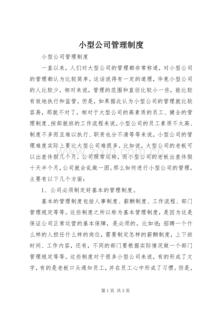 小型公司管理规章制度 .docx_第1页