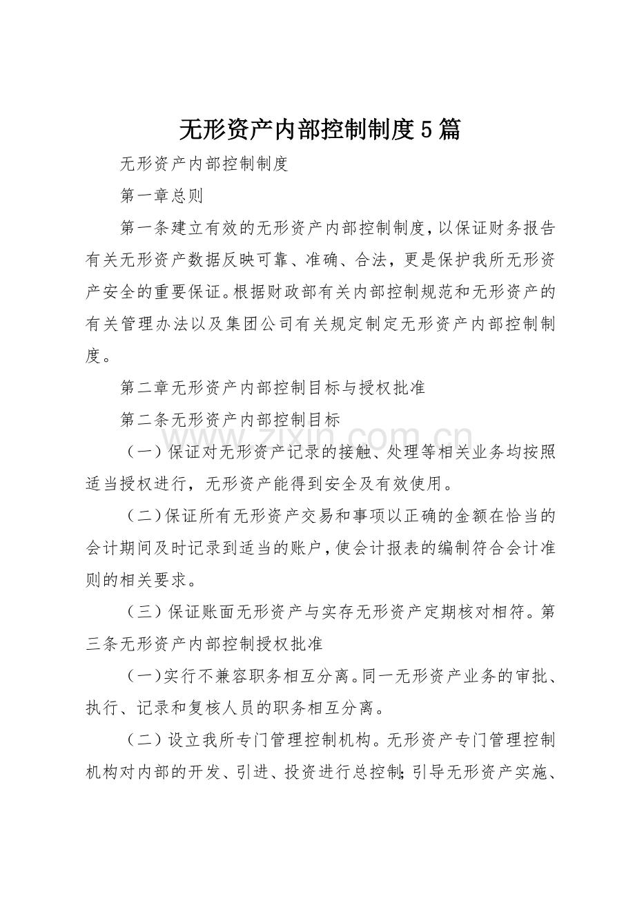 无形资产内部控制规章制度5篇.docx_第1页