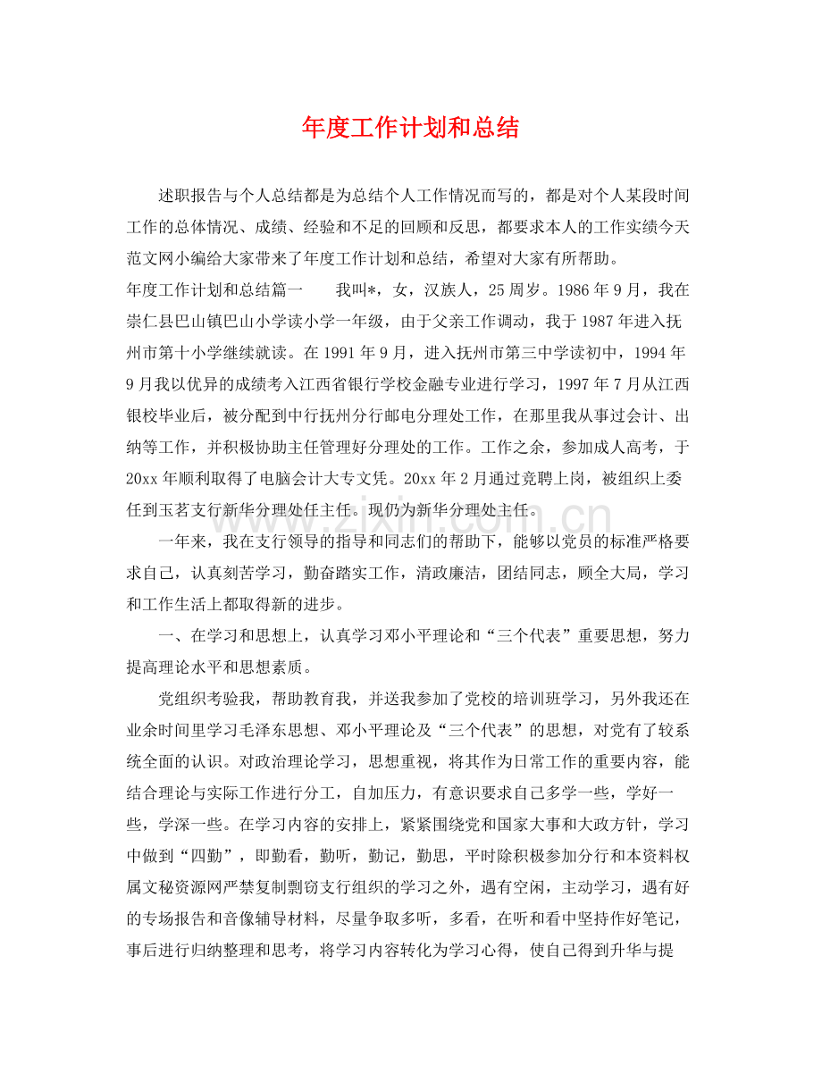 2020年度工作计划和总结 .docx_第1页