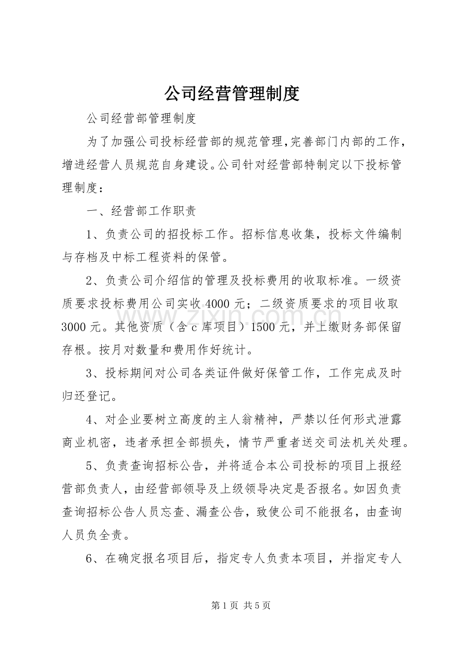 公司经营管理规章制度细则.docx_第1页