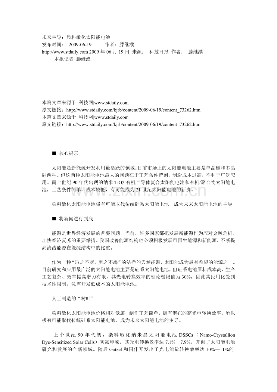 未来主导：染料敏化太阳能电池.doc_第1页