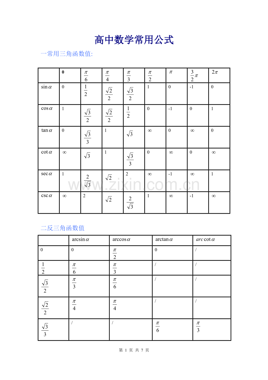 高中数学常用公式.doc_第1页