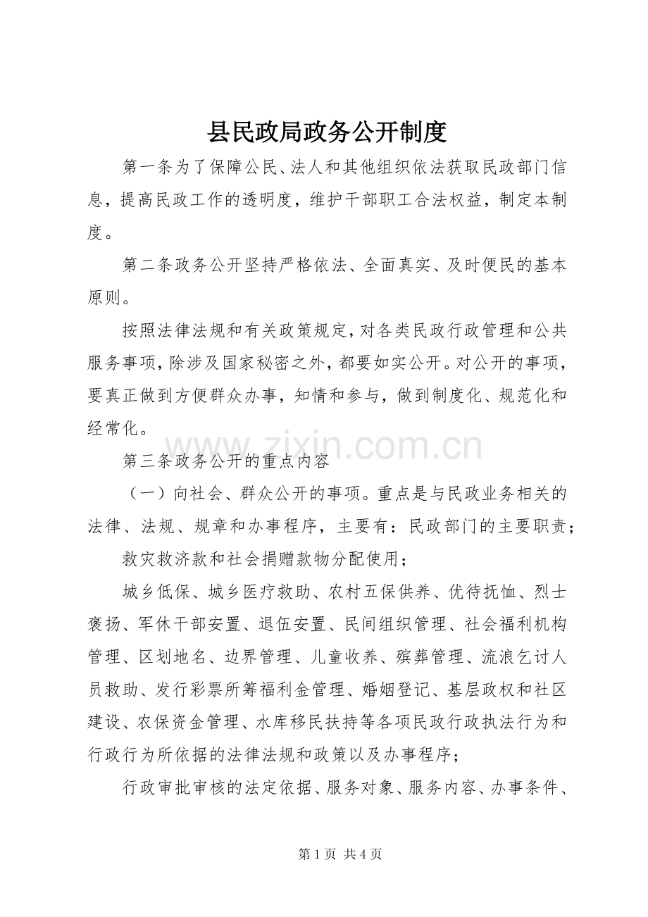 县民政局政务公开规章制度.docx_第1页