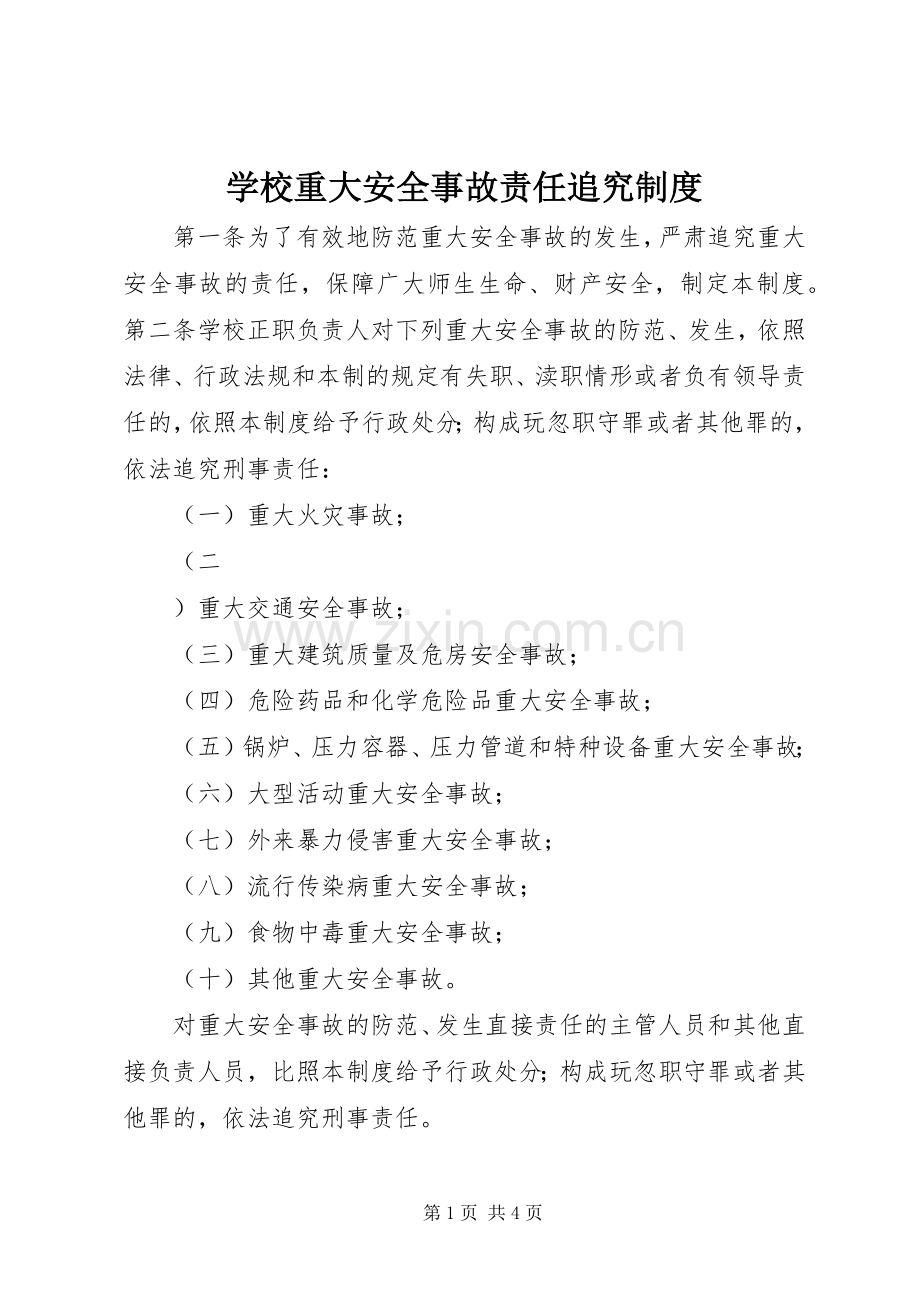 学校重大安全事故责任追究规章制度(2).docx_第1页