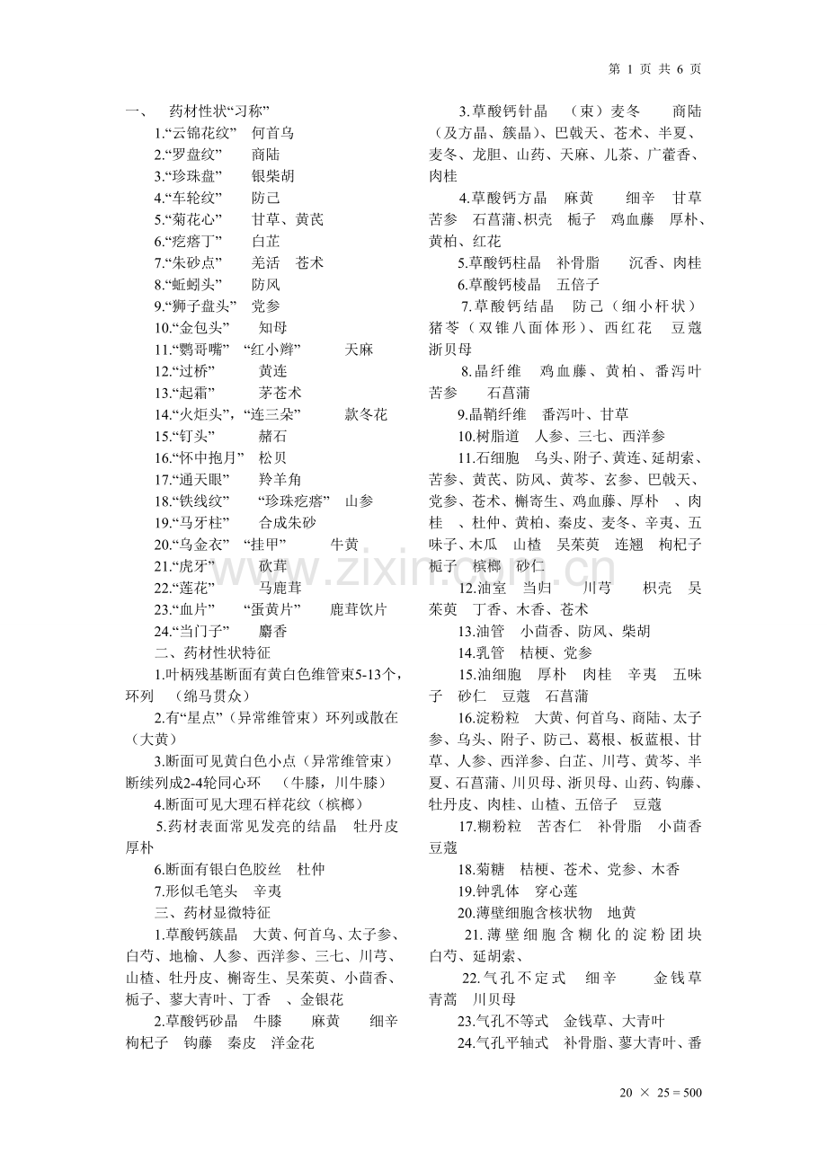 中药鉴定记忆表1.doc_第1页