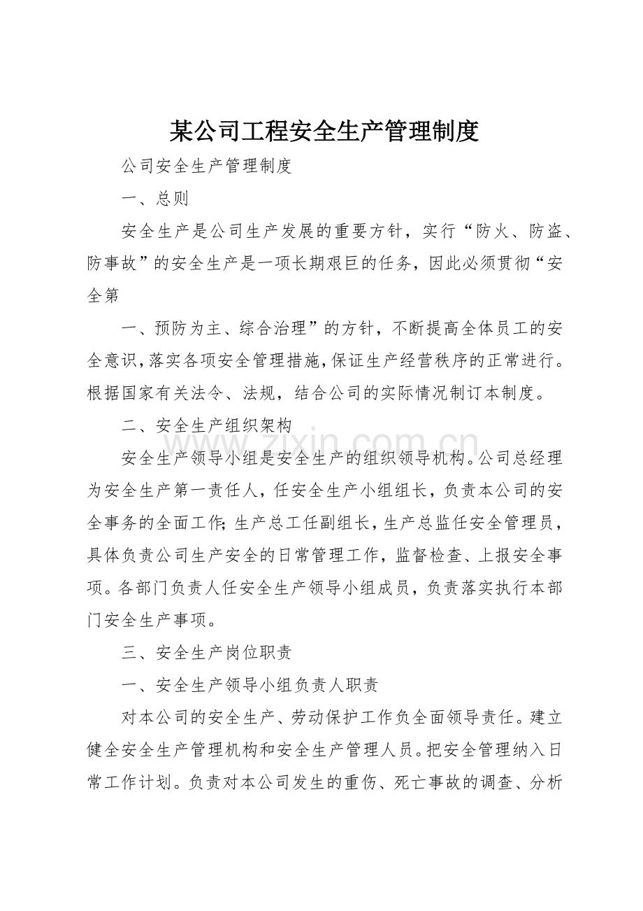 某公司工程安全生产管理规章制度细则.docx_第1页