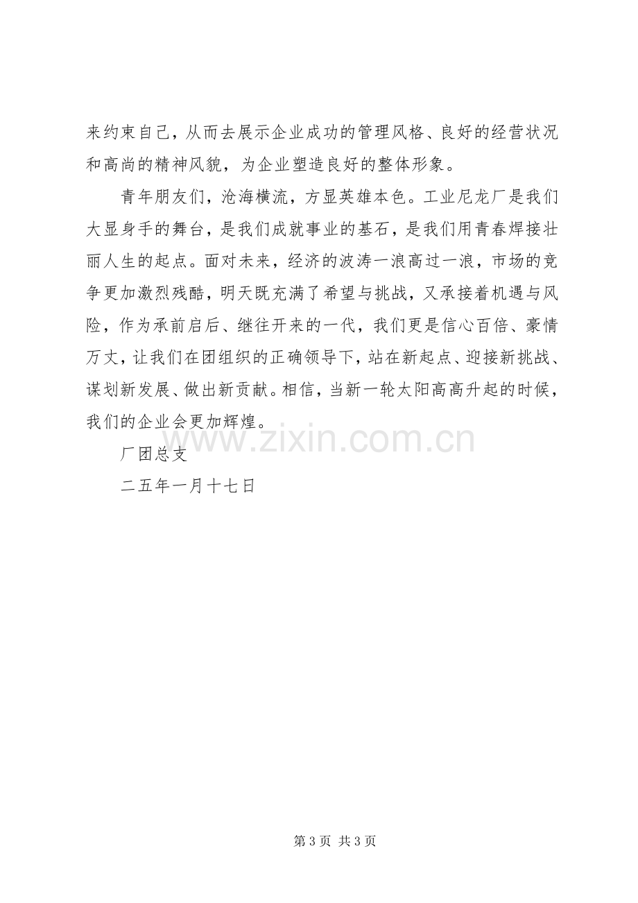 (厂)团总支新年倡议书范文.docx_第3页