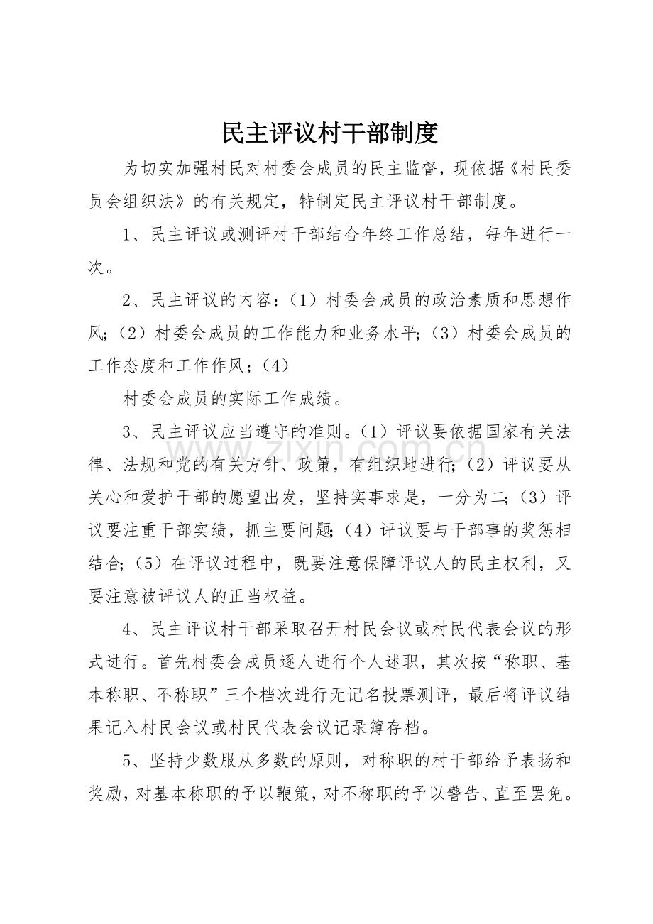 民主评议村干部规章制度细则.docx_第1页