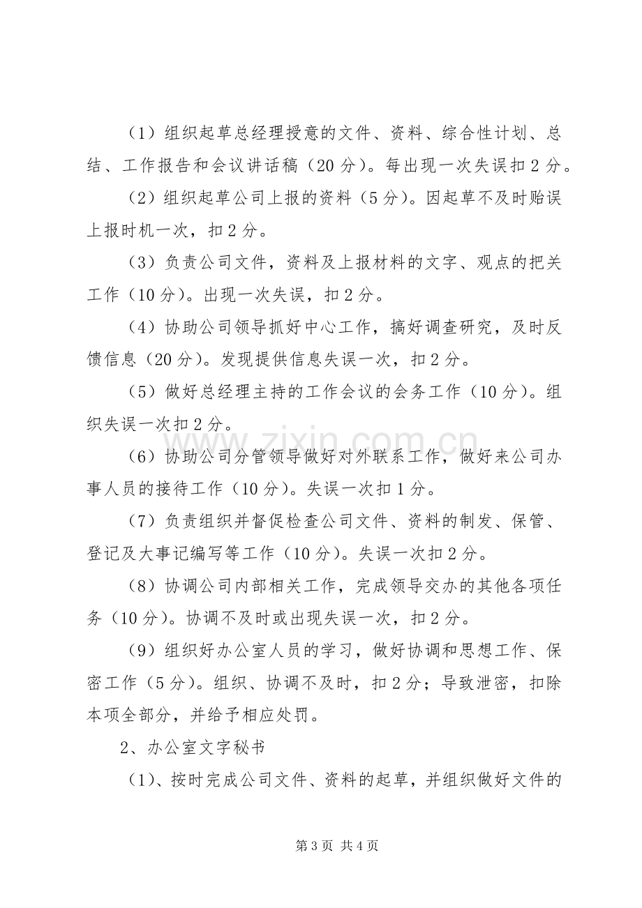 办公室人员百分考核规章制度办公室考核规章制度.docx_第3页