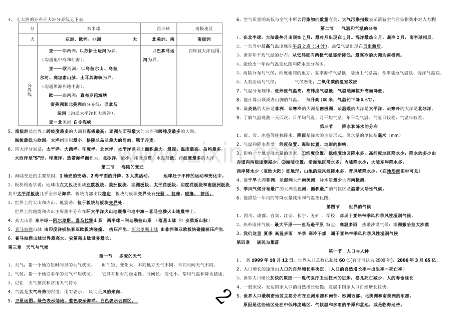 五矿中学七年级地理上册复习提纲(人教版).doc_第2页