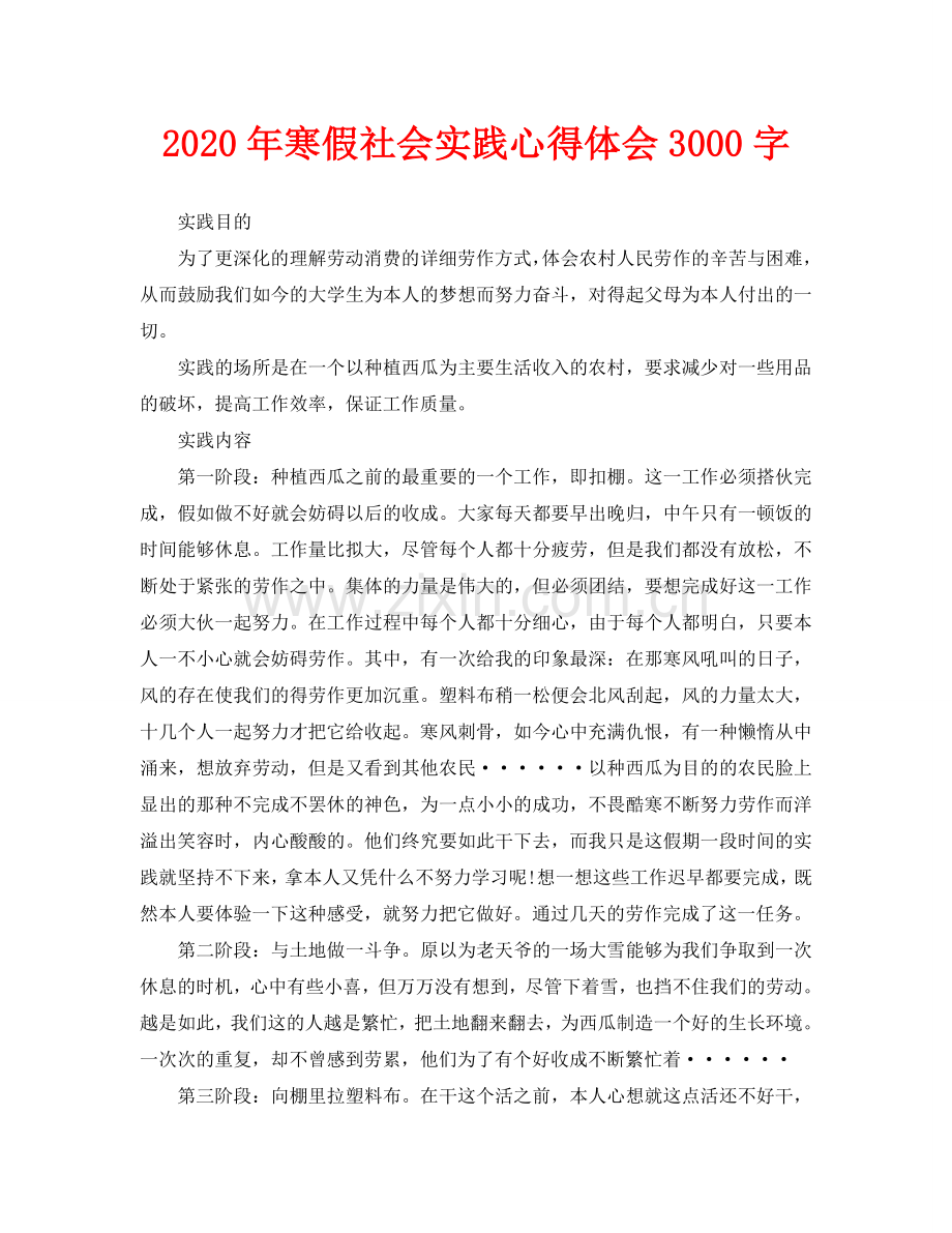 寒假社会实践心得体会3000字(通用).doc_第1页