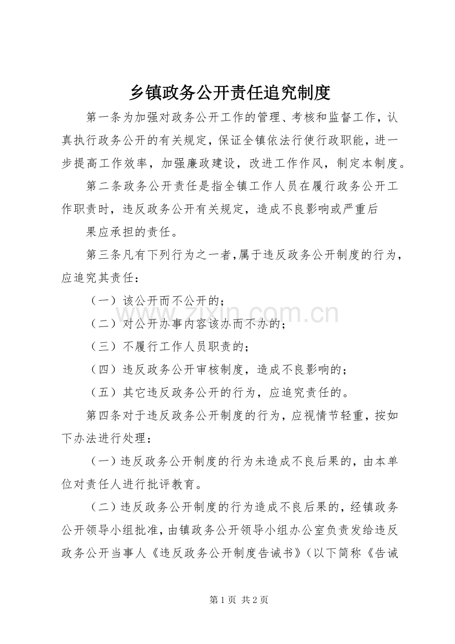 乡镇政务公开责任追究规章制度 .docx_第1页