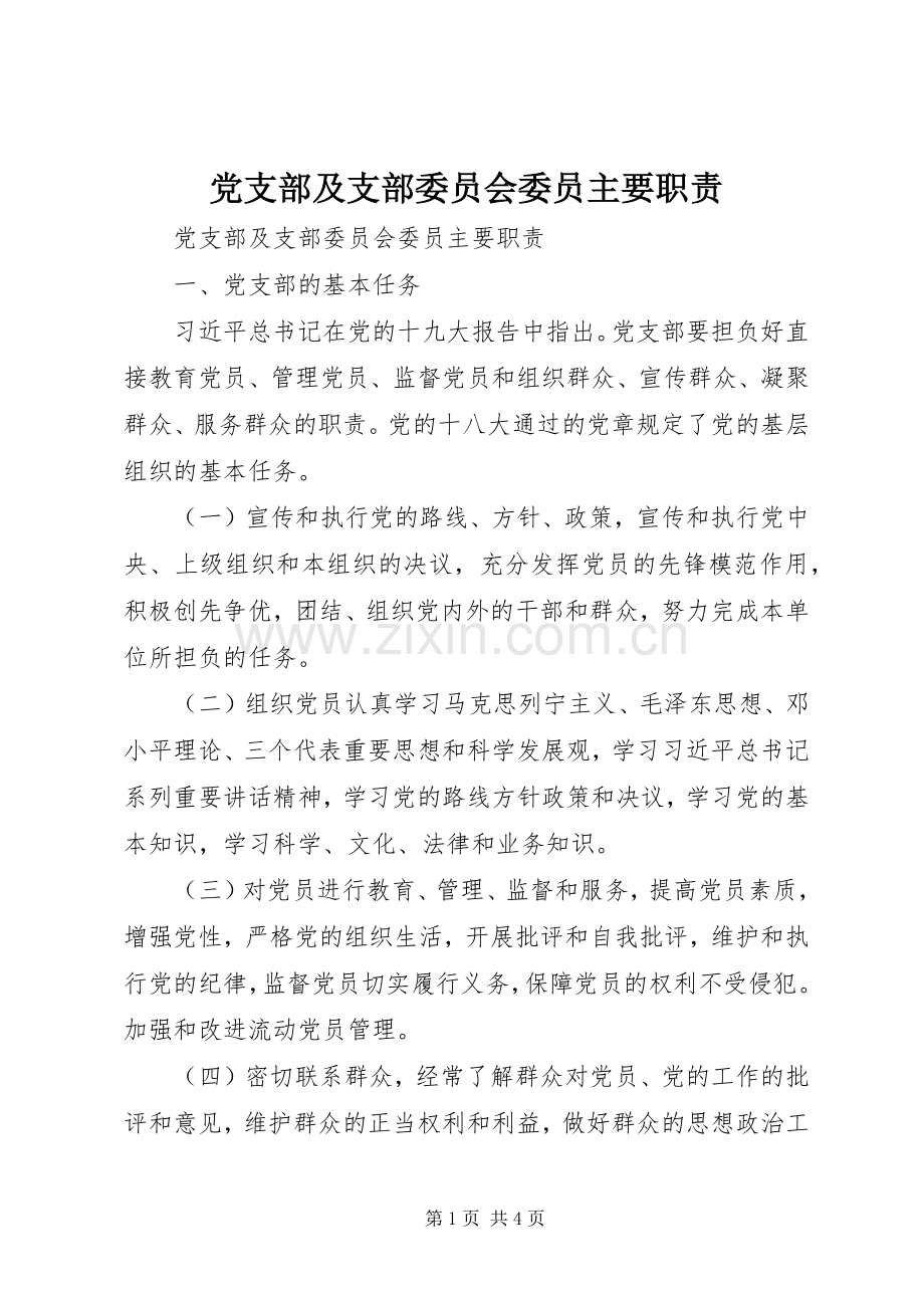 党支部及支部委员会委员主要职责要求.docx_第1页