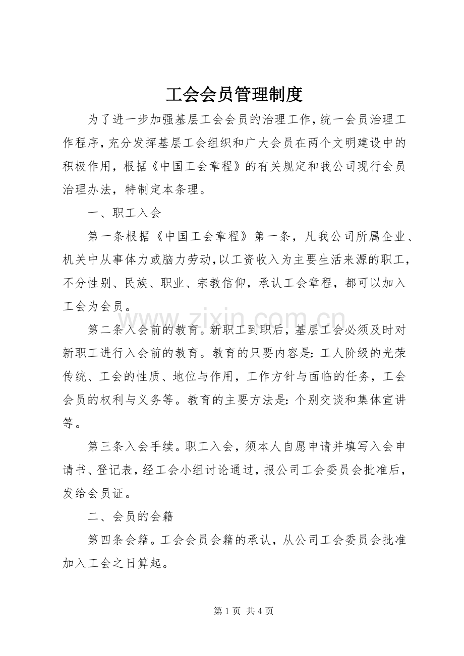 工会会员管理规章制度.docx_第1页