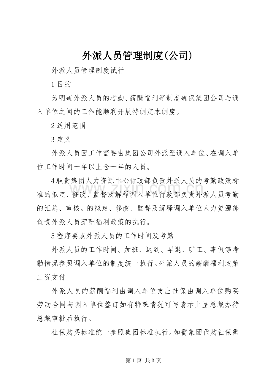 外派人员管理规章制度(公司) .docx_第1页