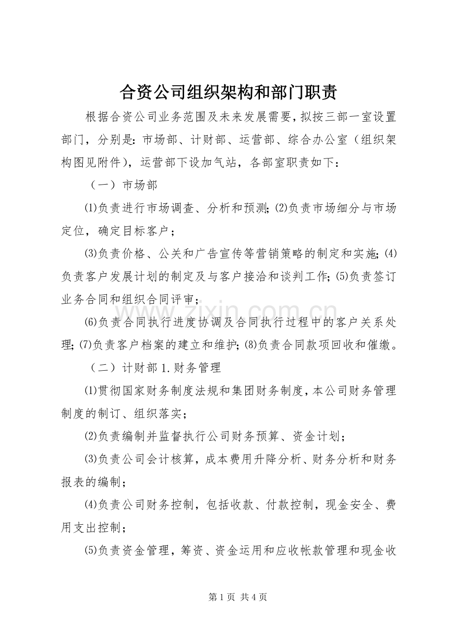 合资公司组织架构和部门职责要求.docx_第1页