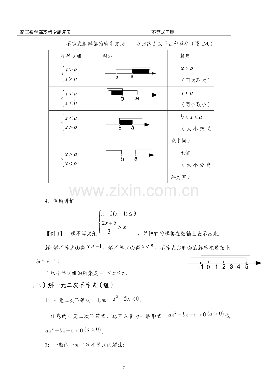 高三数学高职考专题复习高考不等式问题专题复习.doc_第2页