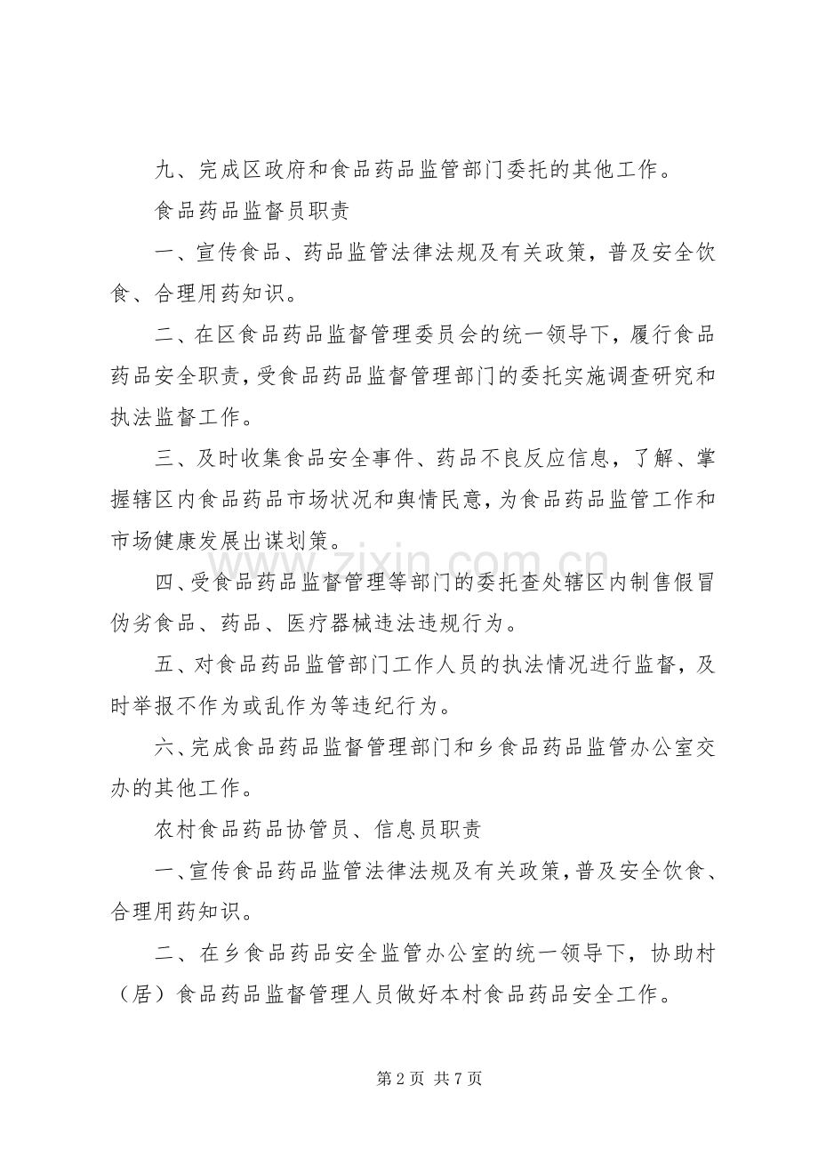 金洞乡乡镇食品药品监督管理各类规章制度职责要求.docx_第2页