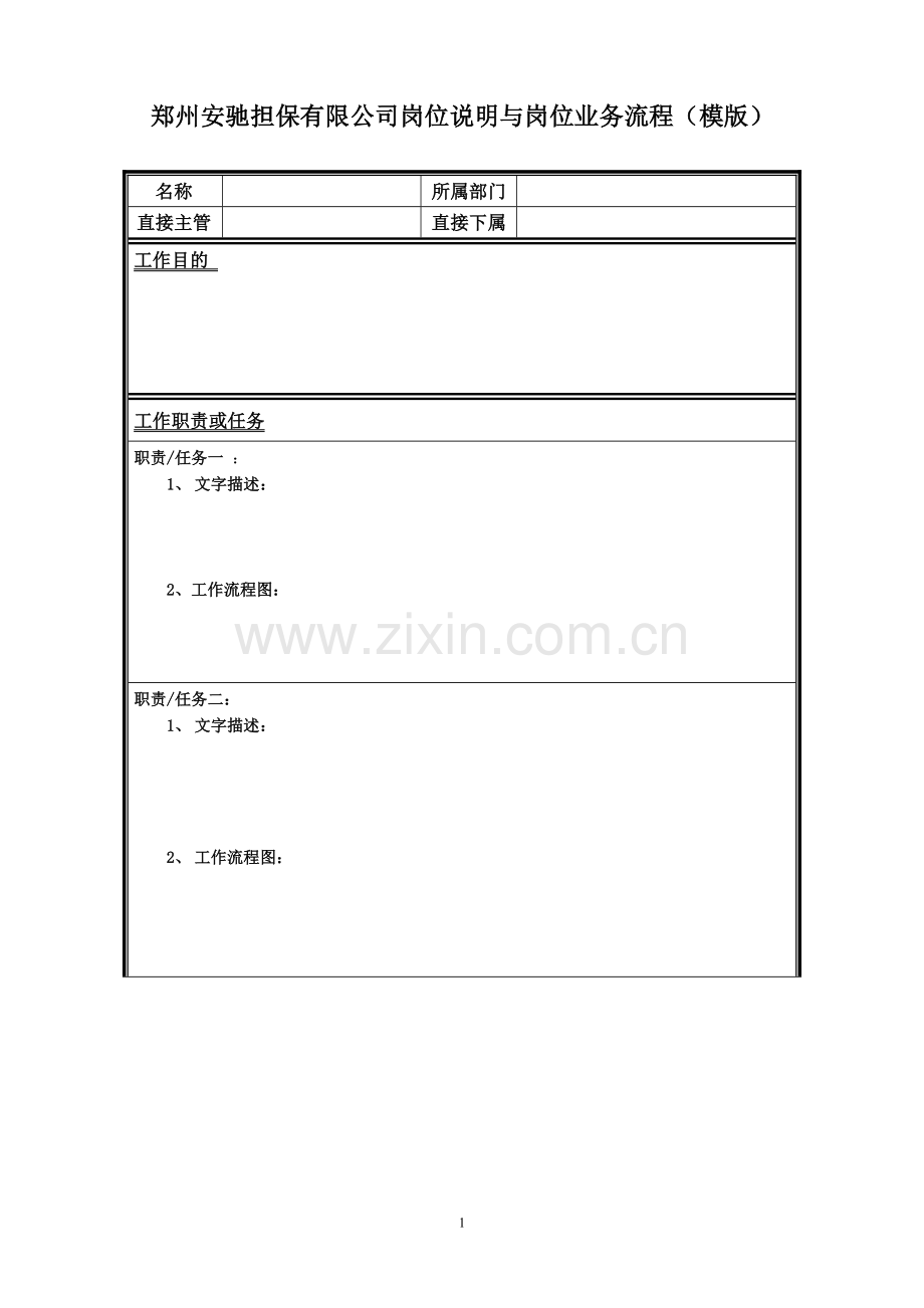 担保公司岗位职责与岗位业务流程.doc_第1页