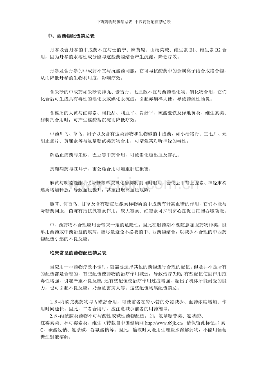 中西药物配伍禁忌表.doc_第1页