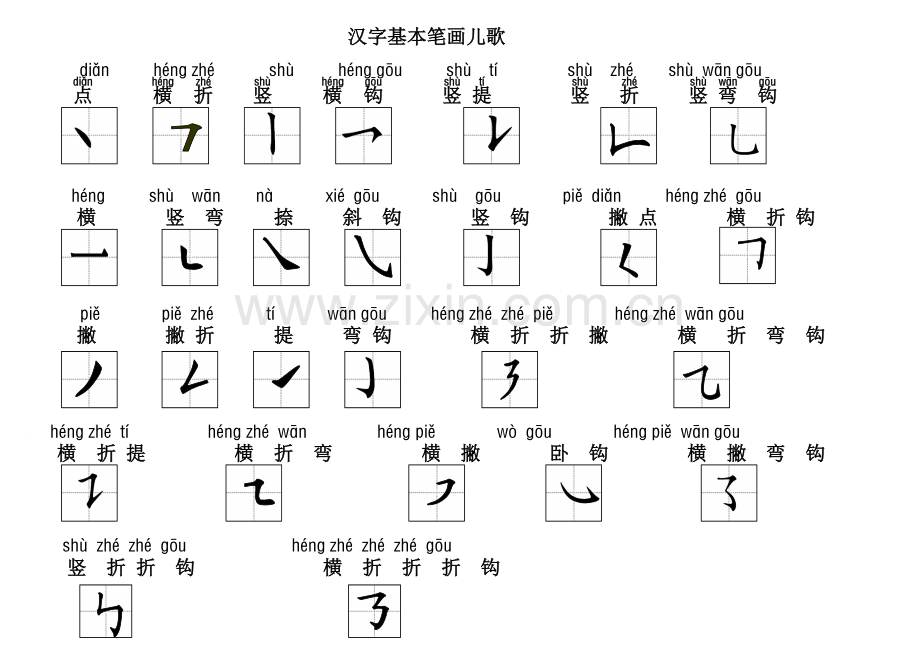 汉字基本笔画儿歌.doc_第1页