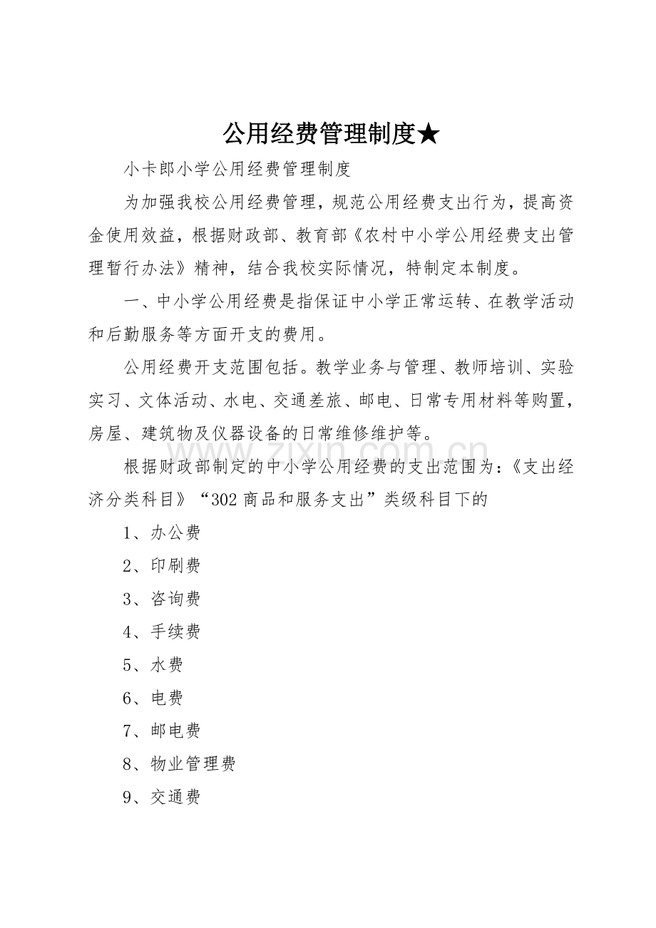 公用经费管理规章制度细则★.docx_第1页