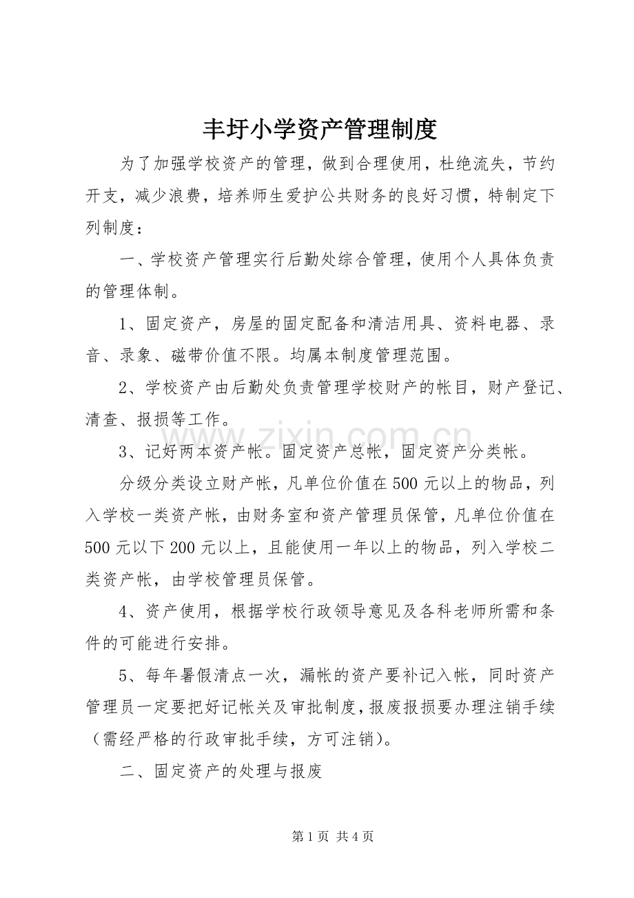 丰圩小学资产管理规章制度.docx_第1页