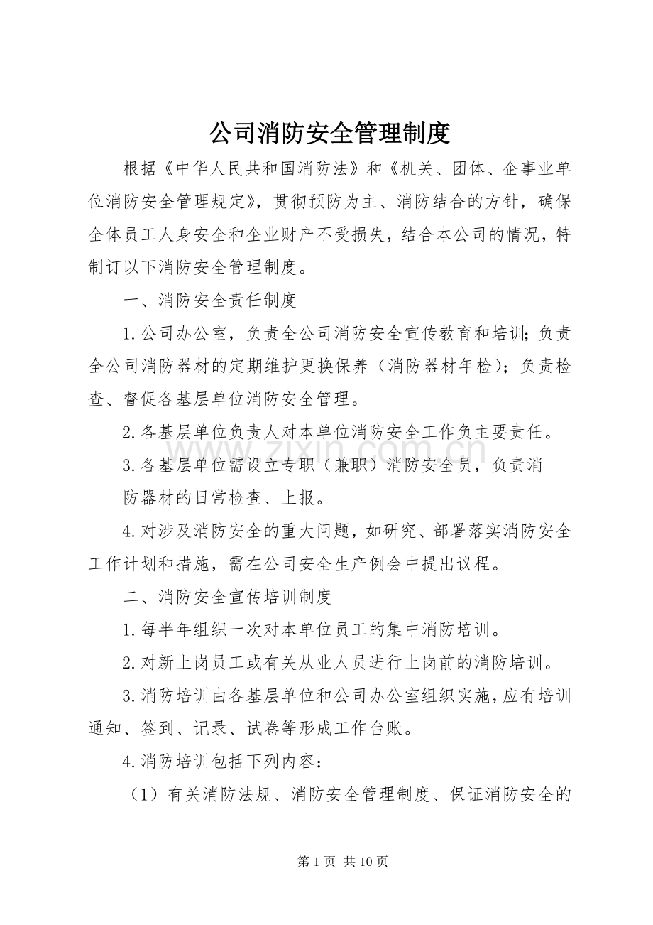 公司消防安全管理规章制度细则.docx_第1页