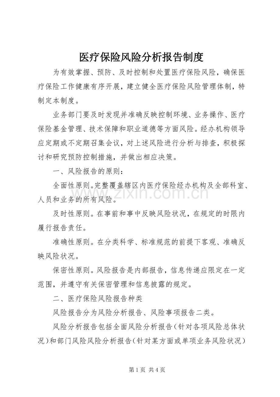 医疗保险风险分析报告规章制度 .docx_第1页