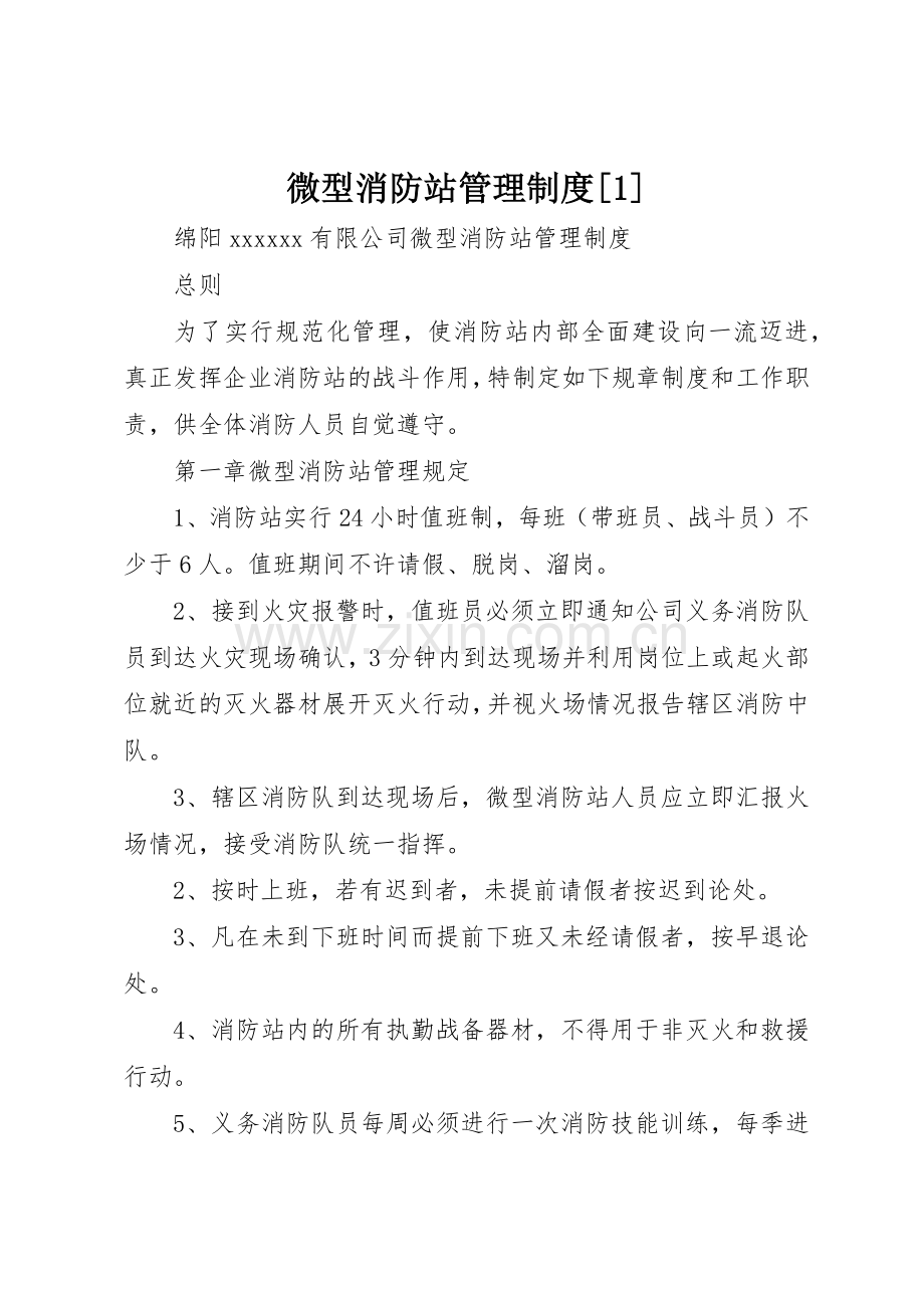 微型消防站管理规章制度细则[1].docx_第1页