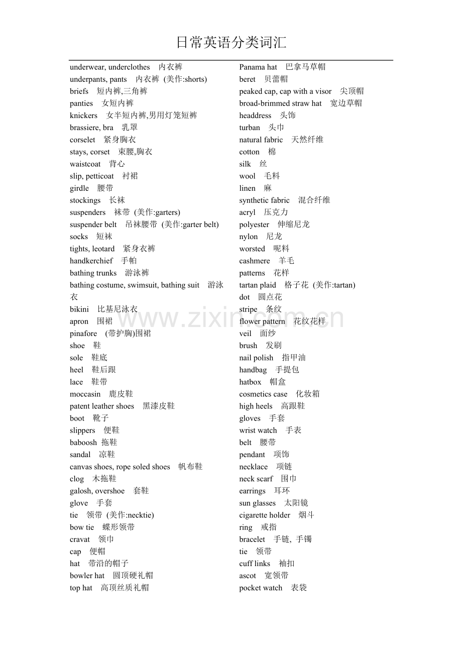 日常英语分类词汇.doc_第2页