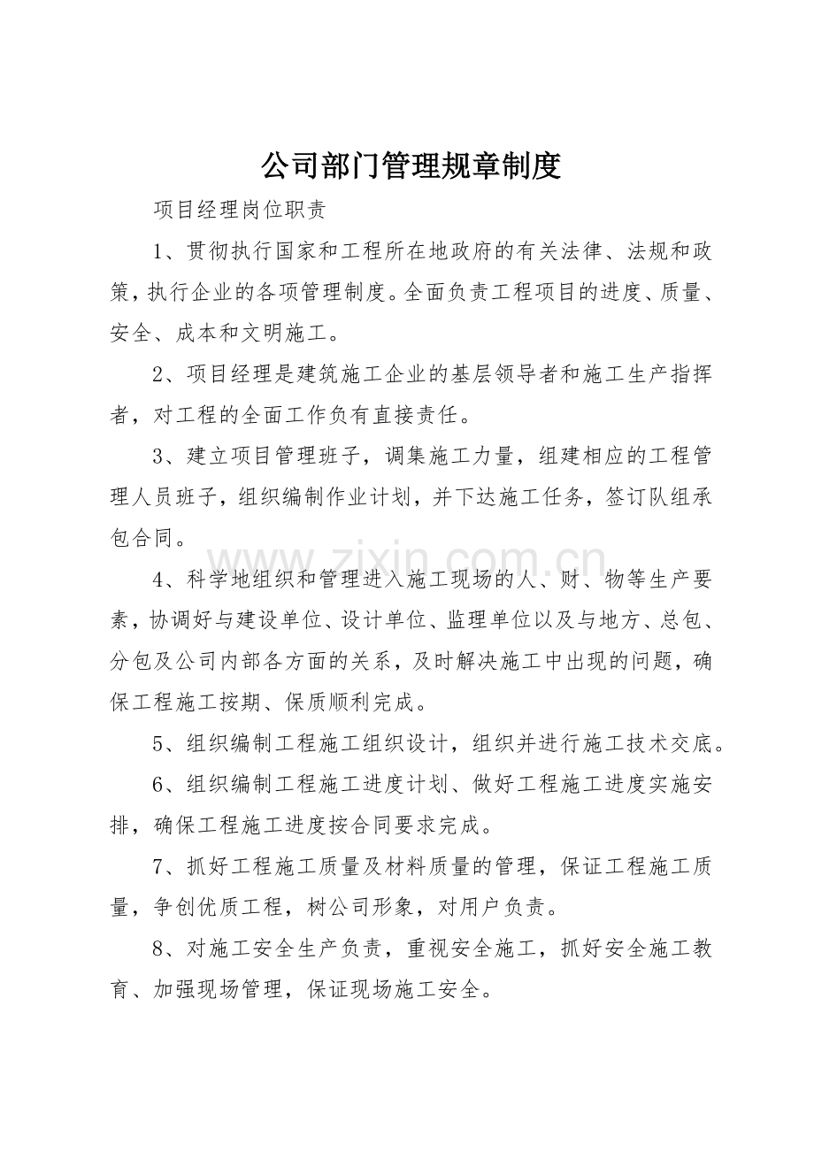 公司部门管理规章规章制度细则.docx_第1页