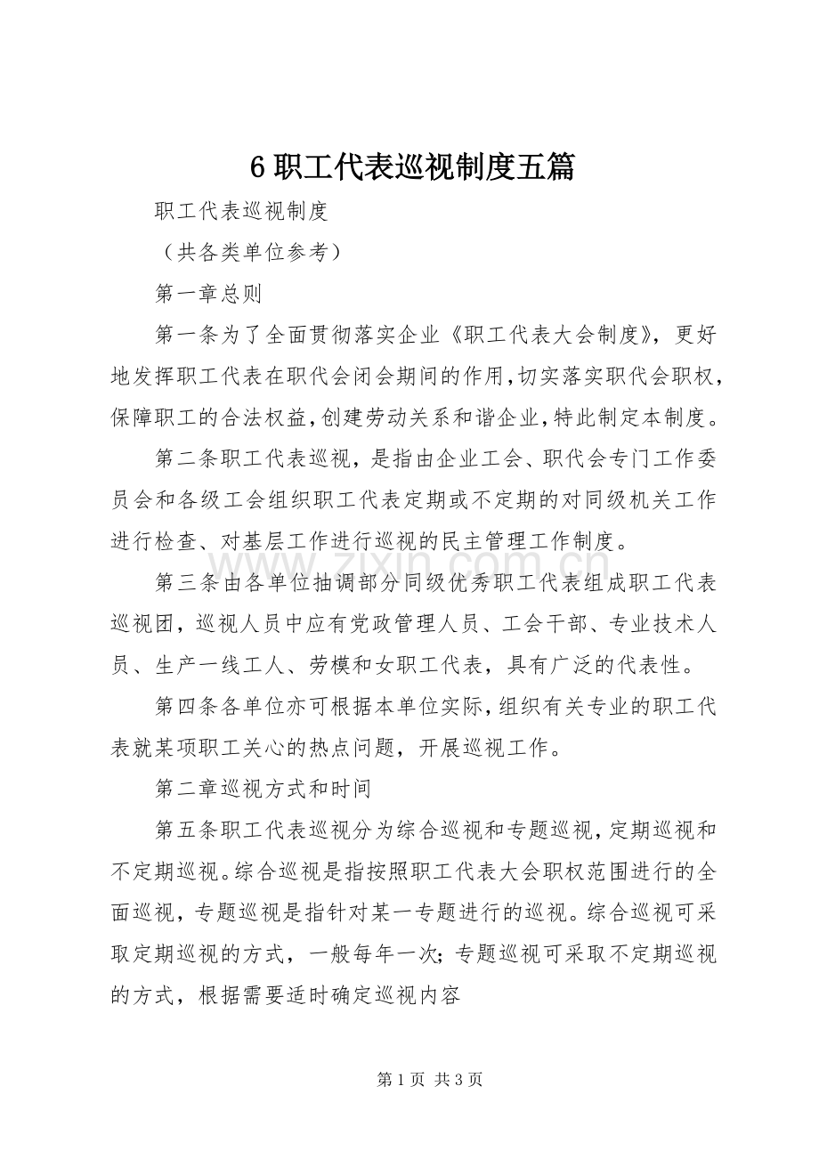 职工代表巡视规章制度五篇.docx_第1页