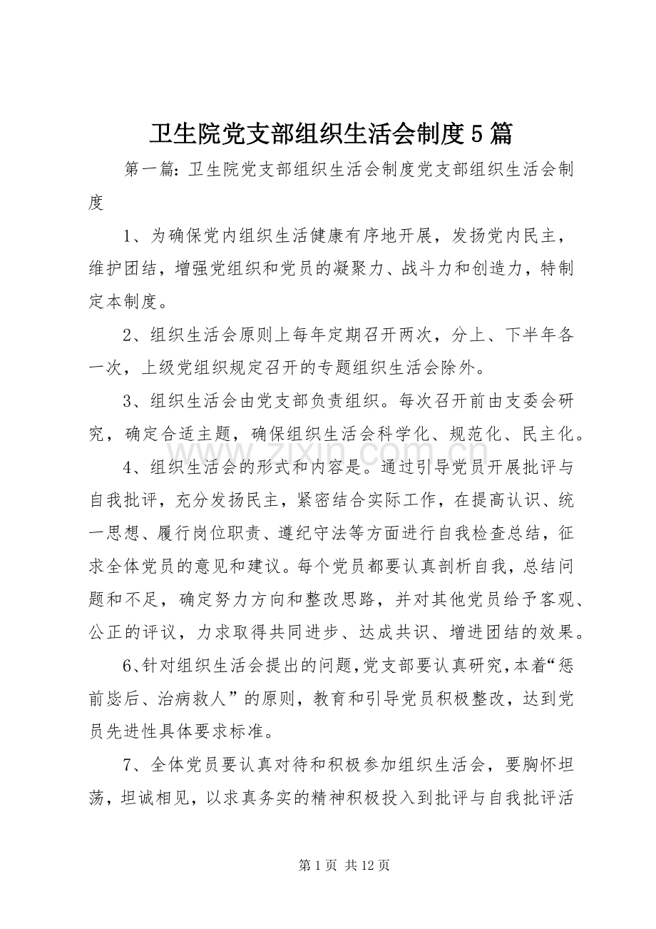 卫生院党支部组织生活会规章制度5篇.docx_第1页