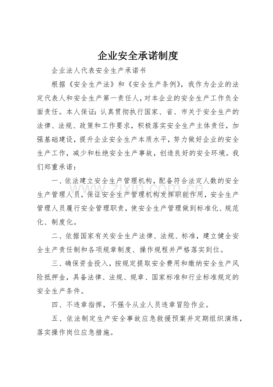 企业安全承诺管理规章制度.docx_第1页