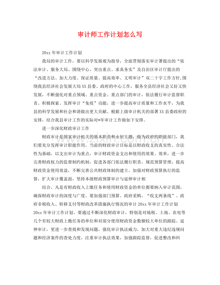 审计师工作计划怎么写 .docx_第1页