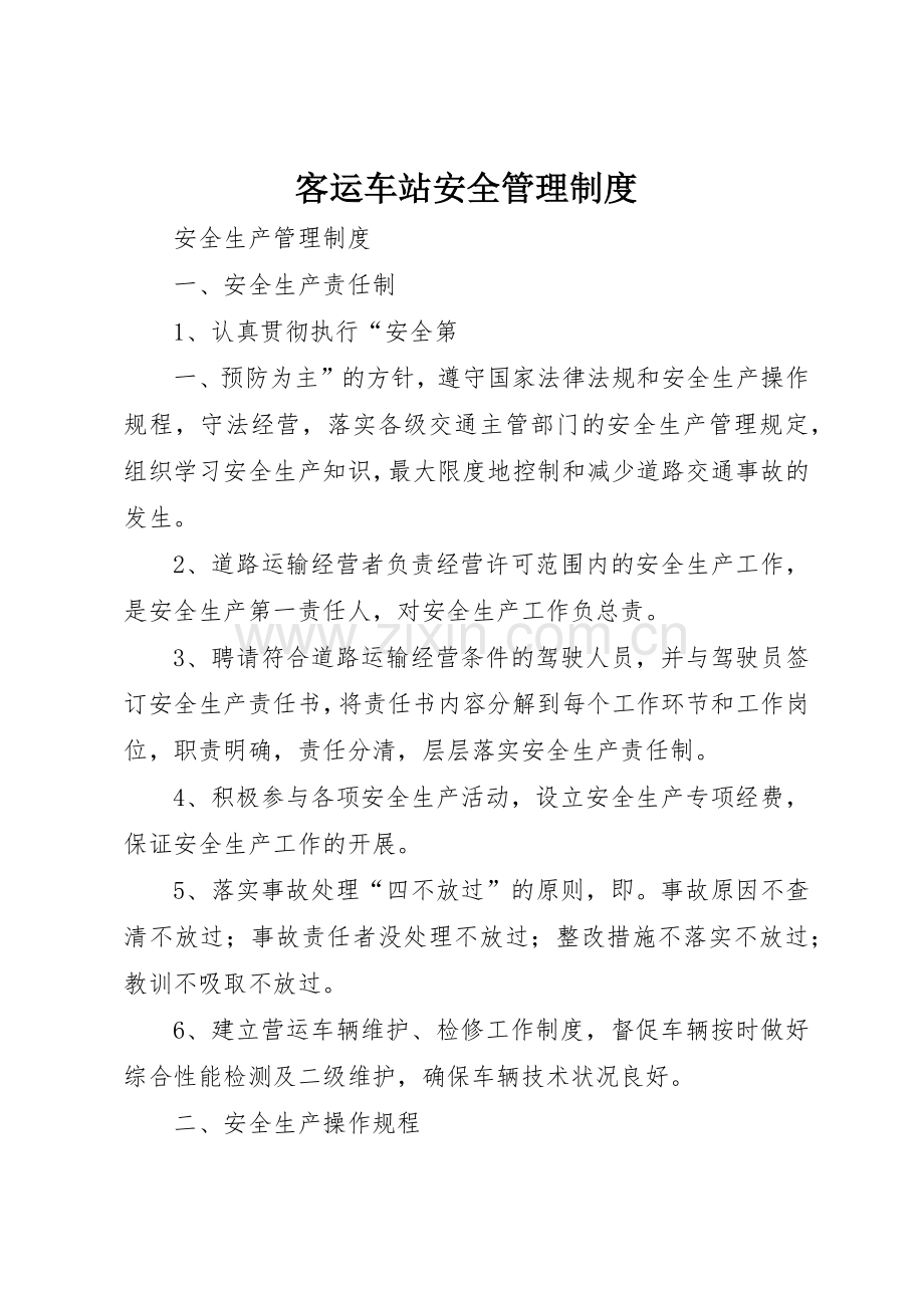 客运车站安全管理规章制度细则.docx_第1页