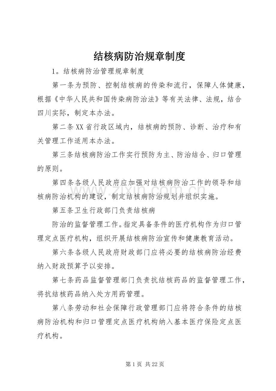 结核病防治规章规章制度.docx_第1页