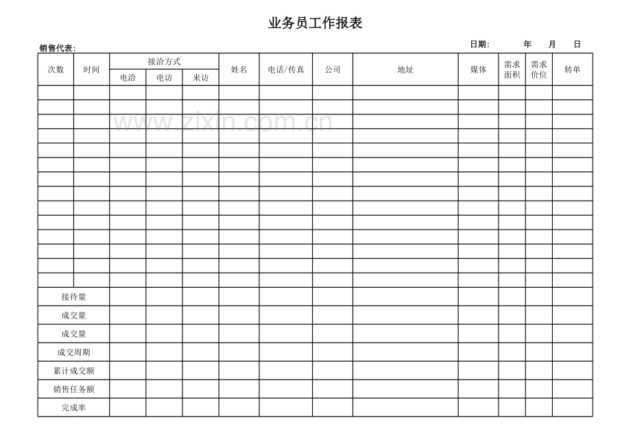 业务员工作日报表.xls_第3页