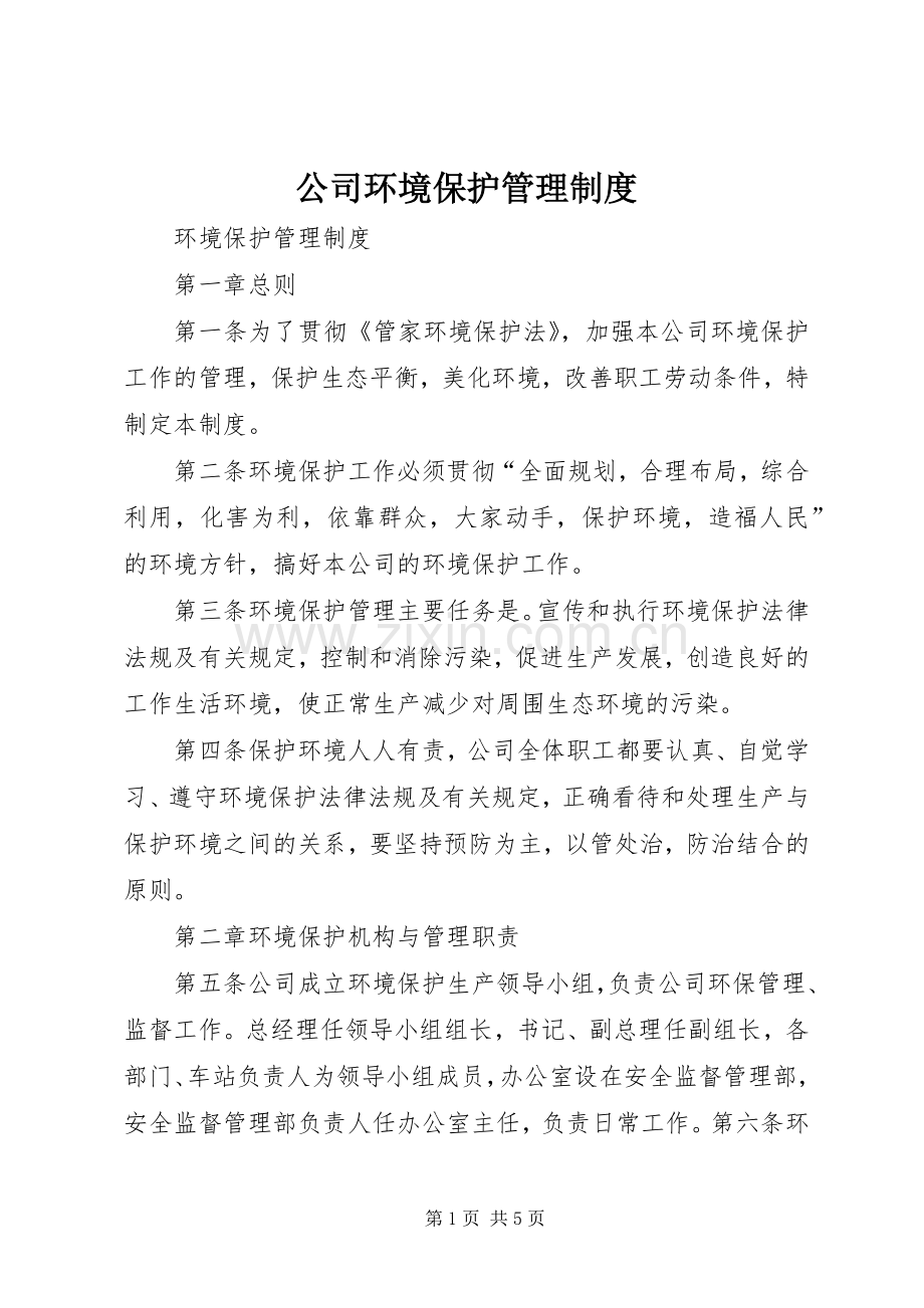 公司环境保护管理规章制度 .docx_第1页