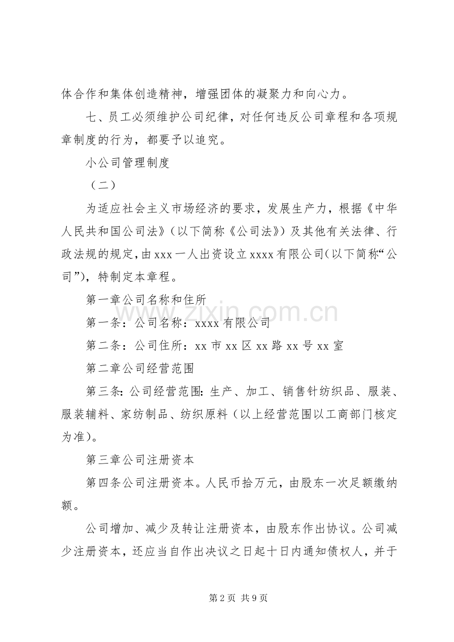 小公司管理规章制度 .docx_第2页