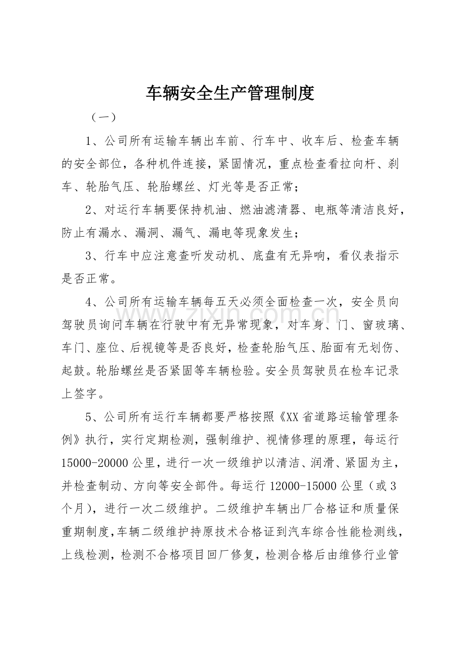 车辆安全生产管理规章制度细则.docx_第1页