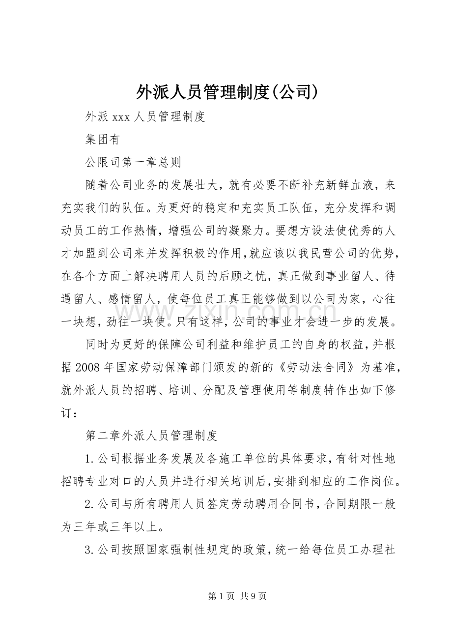 外派人员管理规章制度(公司).docx_第1页