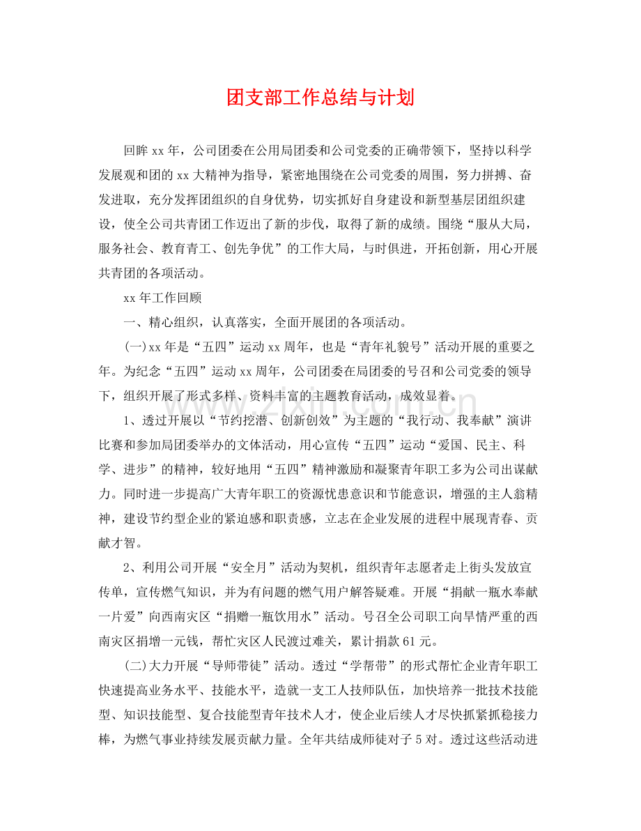 团支部工作总结与计划 .docx_第1页