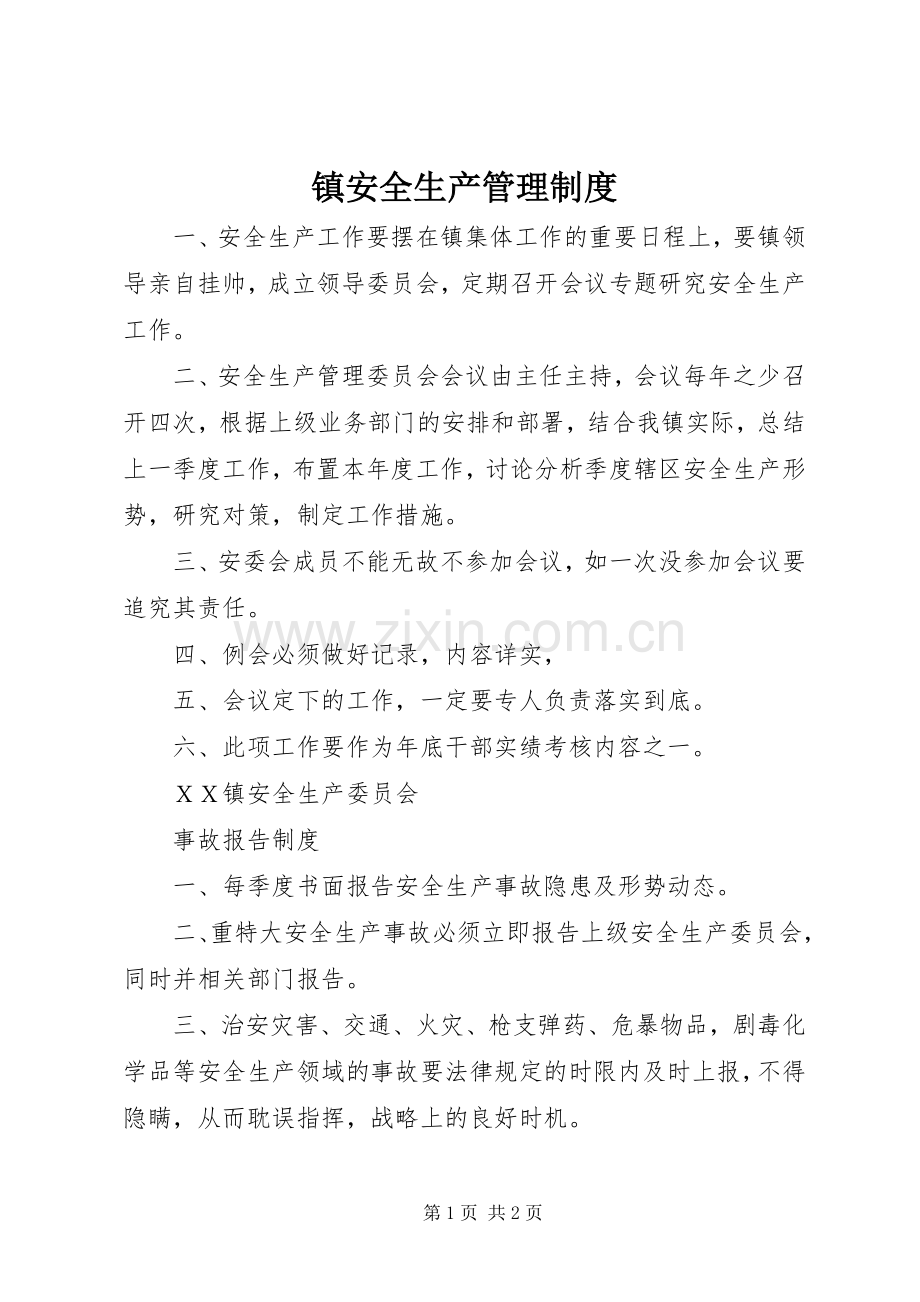 镇安全生产管理规章制度.docx_第1页