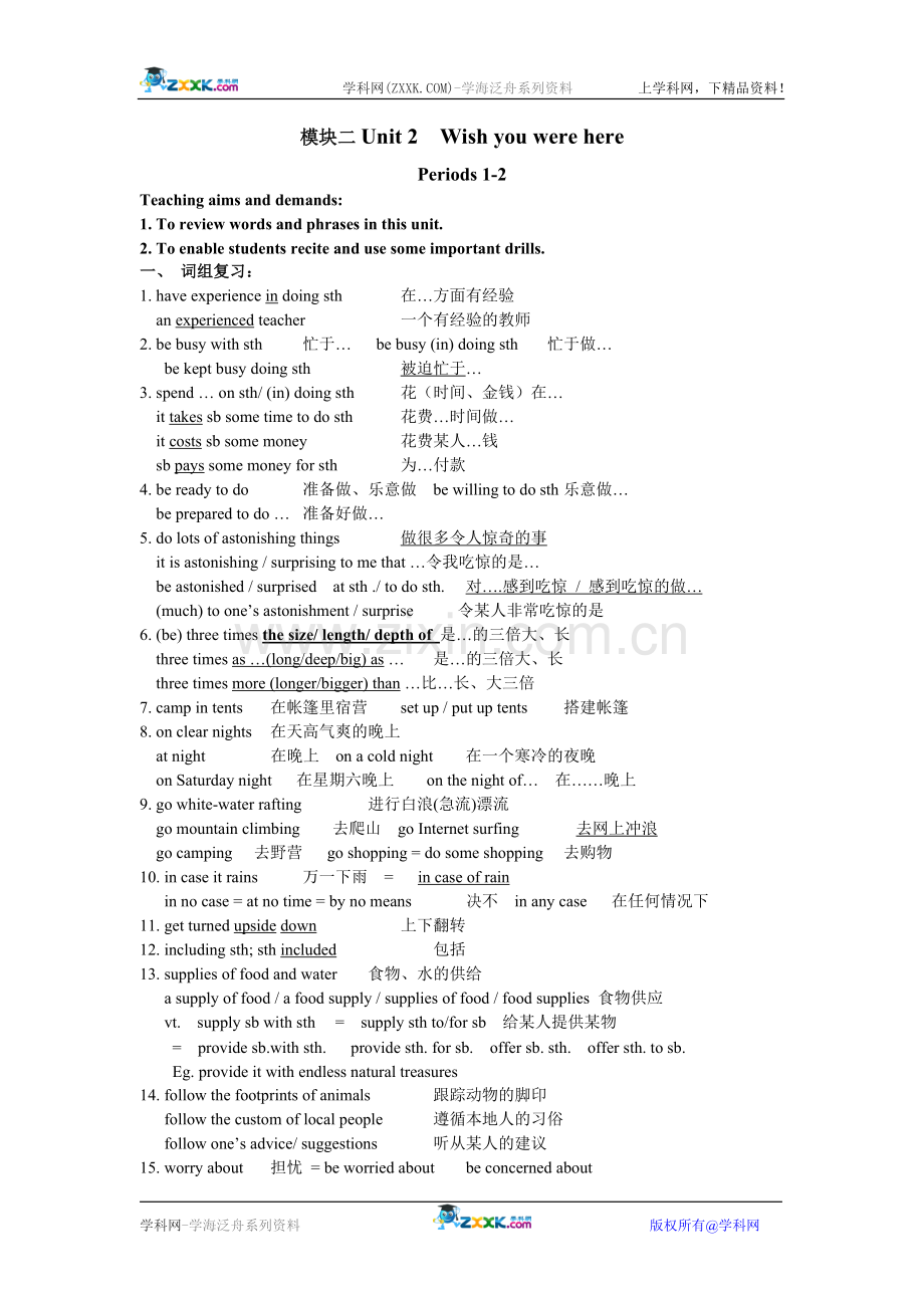 高三英语复习讲义Module2Unit2(教师版）.doc_第1页