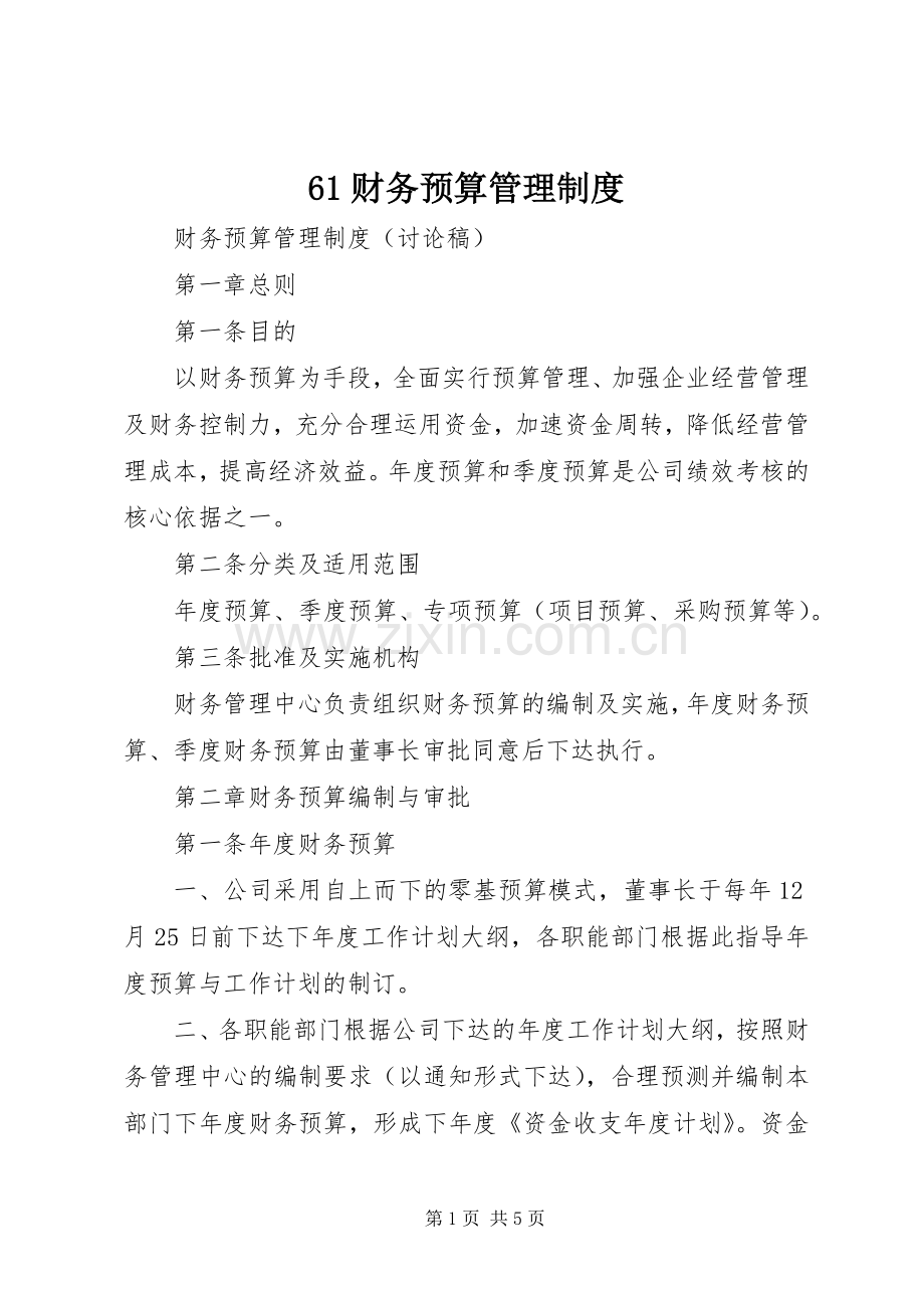 财务预算管理规章制度 ().docx_第1页