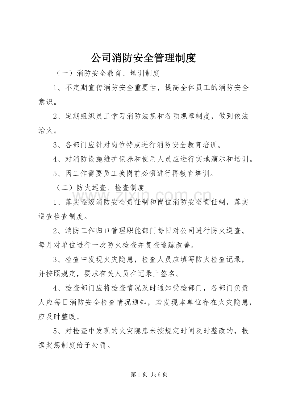 公司消防安全管理规章制度.docx_第1页