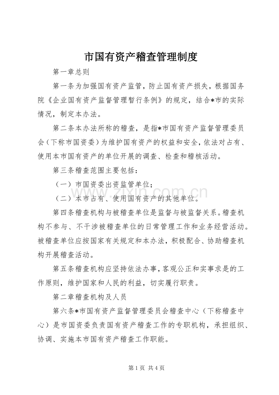 市国有资产稽查管理规章制度.docx_第1页